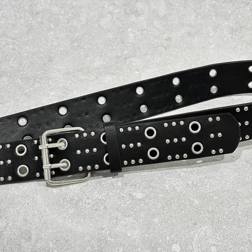 [BUNJANG] Y2K Punk Eyelet Studded Bold Faux Leather Belt / 펑키 아일렛 스터드 y2k 볼드 가죽 빈티지 레트로벨트