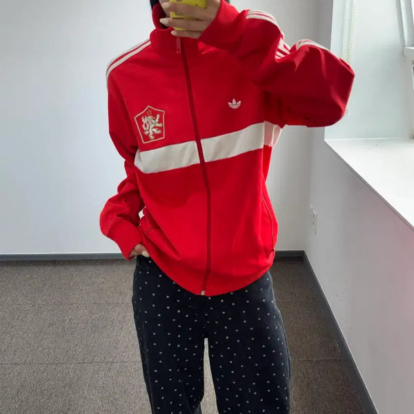 [BUNJANG] Adidas Czechoslovakia Track Top Red Jersey / Adidas 아디다스 체코 슬로바키아 트랙탑 레드 져지