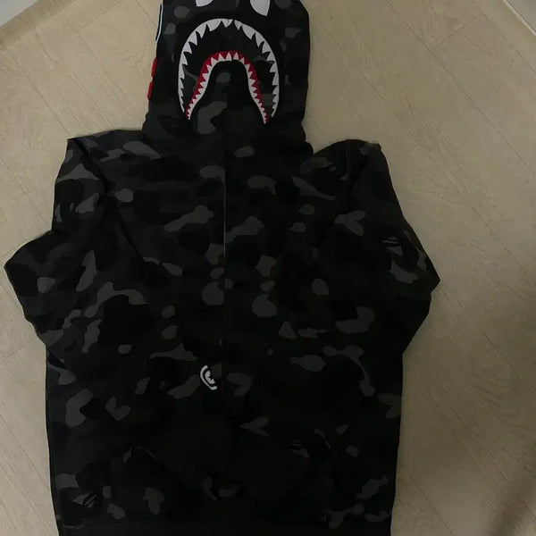 [BUNJANG] BAPE Black Gey Hooded Zip-Up Jacket Size S / 베이프 흑계 후드집업 S