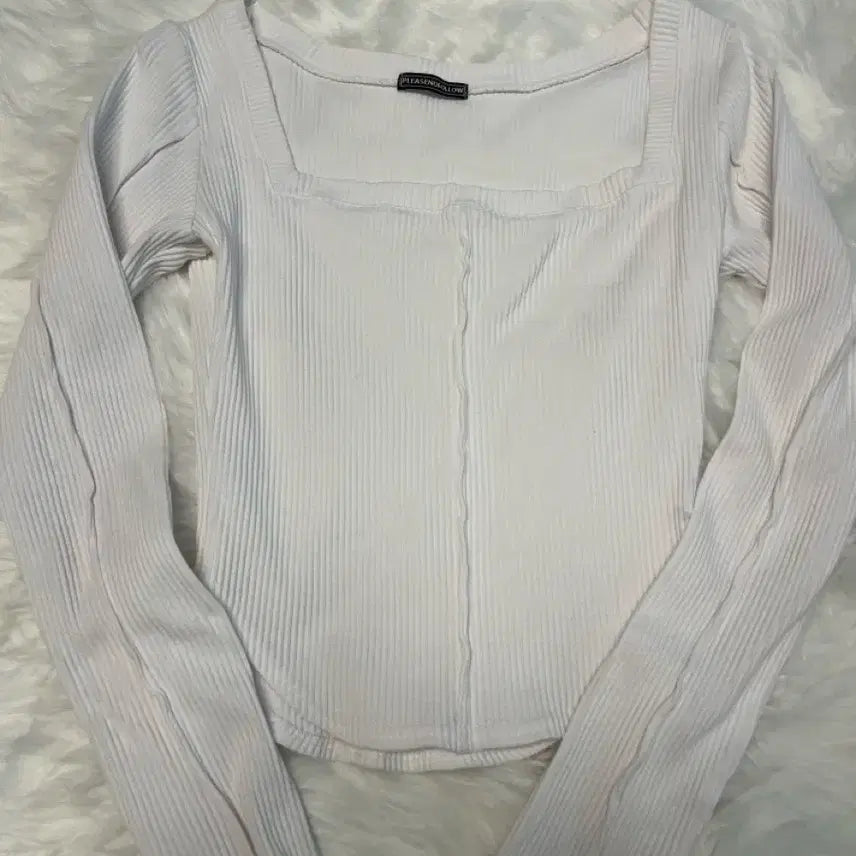 [BUNJANG] Pleasenofollow Barbie Squareneck Long Sleeve Top White / (옷장 정리) 플리즈노팔로우 바비탑 긴팔 화이트
