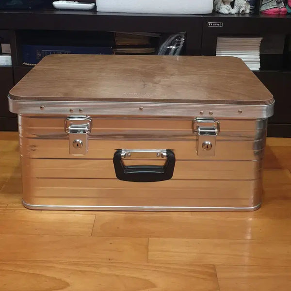 [BUNJANG] Minimal Works Aluminum Container Box with Wood Top / 미니멀웍스 우드상판 알루미늄 컨테이너 박스 판매해요