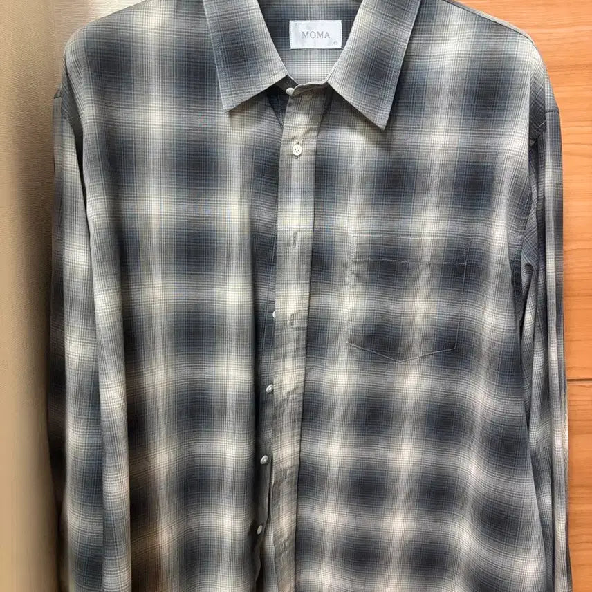 [BUNJANG] Moma Design Organic Ecopet Ombre Check Comfort Fit Shirt Black / 모마디자인 오가닉 ecopet 옴브레 체크 컴포트핏 셔츠 블랙 48