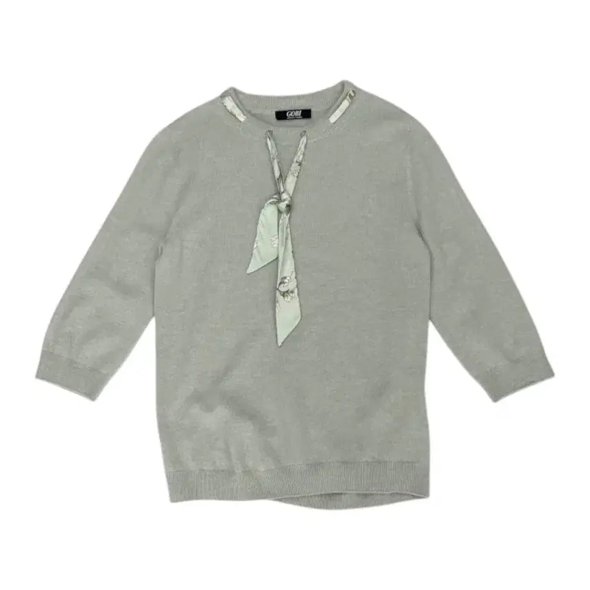 [BUNJANG] Gobi 100% Cashmere Scarf Tie 7/8 Sleeve Knit Top - Size S / 고비 Gobi 민트 캐시미어 스카프 타이 7부 니트 S