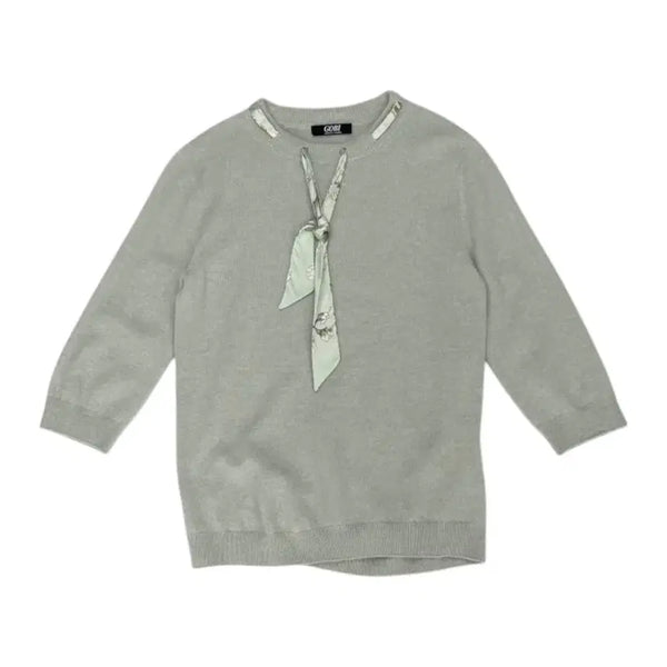 [BUNJANG] Gobi 100% Cashmere Scarf Tie 7/8 Sleeve Knit Top - Size S / 고비 Gobi 민트 캐시미어 스카프 타이 7부 니트 S