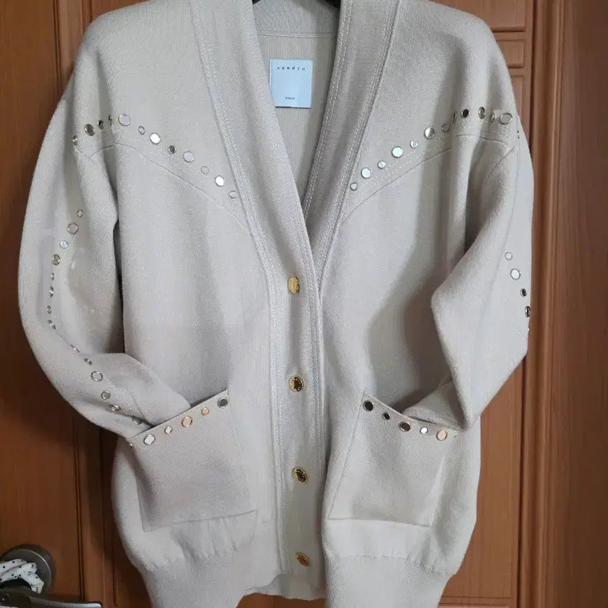 [BUNJANG] Sandro Studded Cardigan Beige / 산드로 스터드 가디건