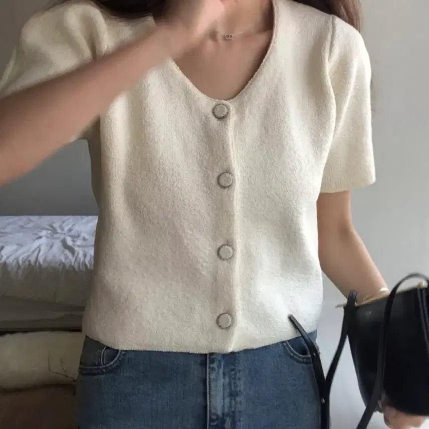 [BUNJANG] Archive J2U Monet Short Sleeve Cardigan / 아카이브제이투유 모네 반팔가디건