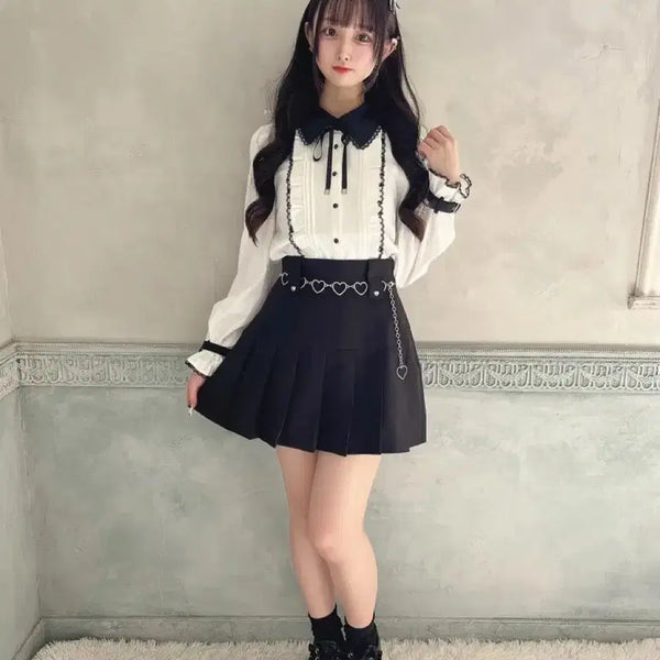 [BUNJANG] Honey Cinnamon Heart Chain Belt Skirt Black / 허니시나몬 하트체인벨트 스카판 검정