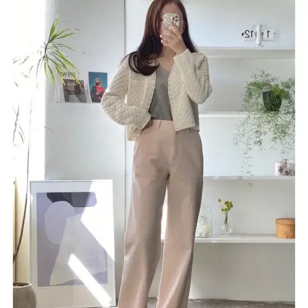 [BUNJANG] Lirique Forte Pink Cotton Pants Size 44 / 리리끄 포르테, 핑크바지 44사이즈