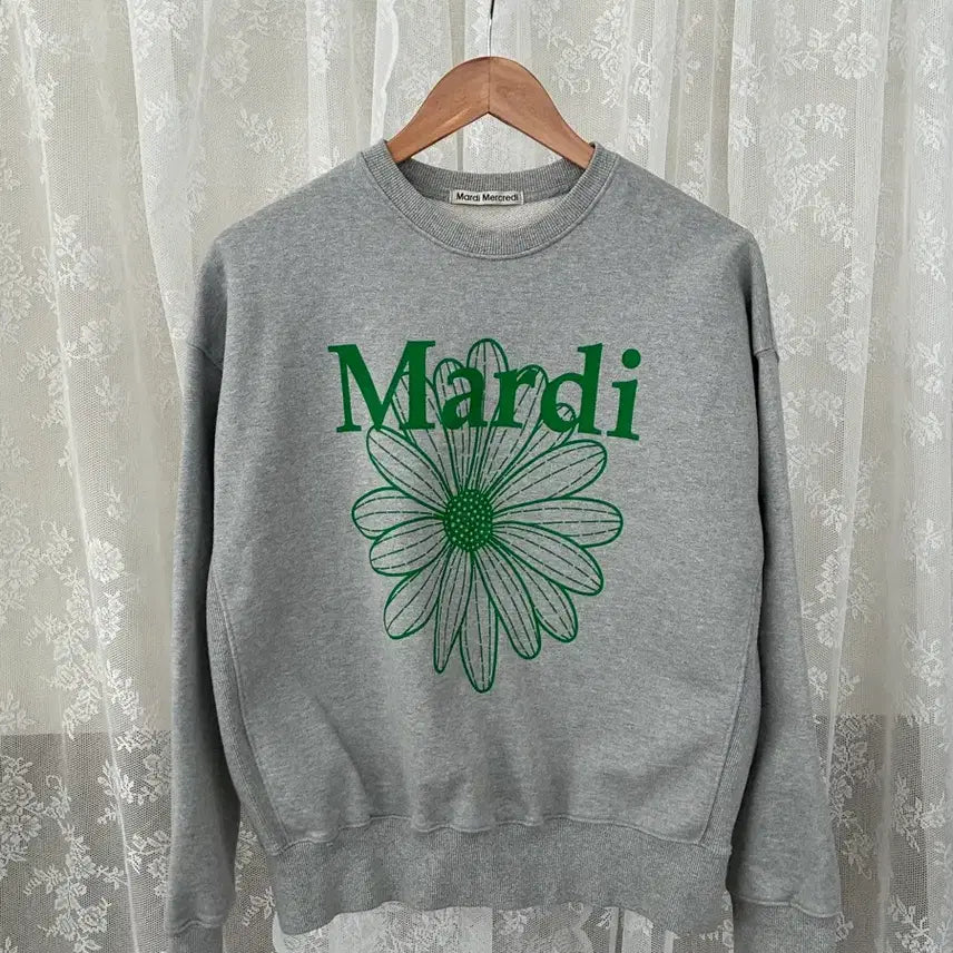 [BUNJANG] Mardi Mercredi Flower Sweatshirt Grey / F) 마르디 메크르디 플라워 맨투맨 그레이