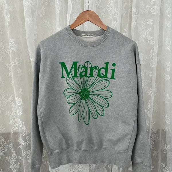 [BUNJANG] Mardi Mercredi Flower Sweatshirt Grey / F) 마르디 메크르디 플라워 맨투맨 그레이