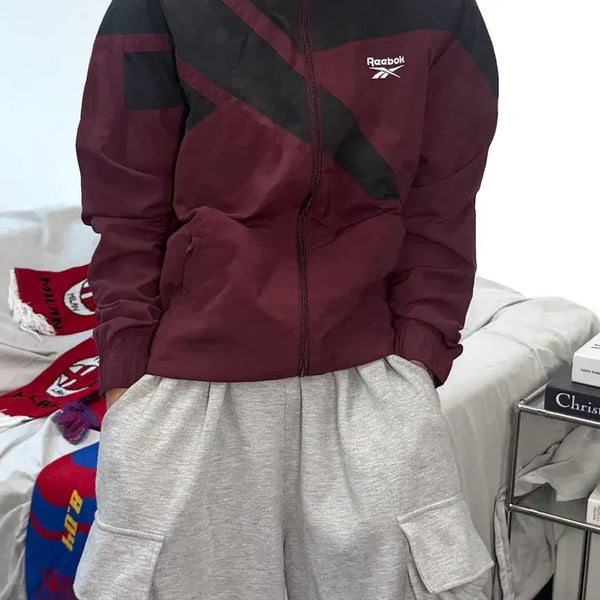 [BUNJANG] Reebok Classic 90s Vector Track Top Burgundy Windbreaker L / 리복 클래식 90s 벡터 트랙탑 버건디 바람막이 L