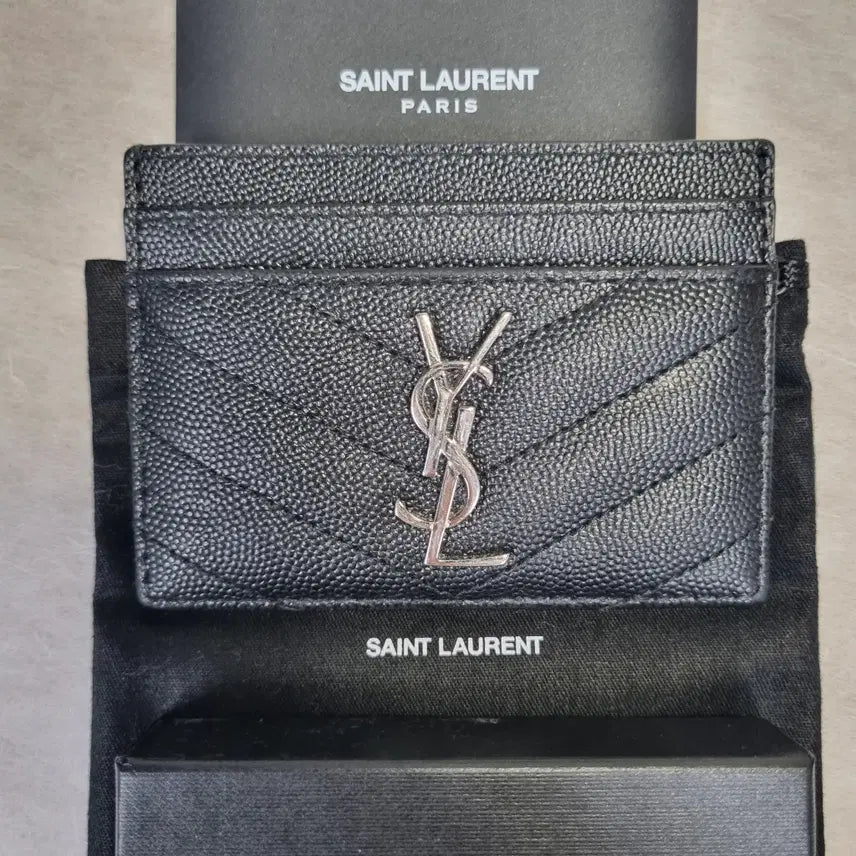 [BUNJANG] Saint Laurent Monogram Matelassé Silver-Tone Cardholder / [YSL] 생로랑 모노그램 마틀라세 은장 카드지갑