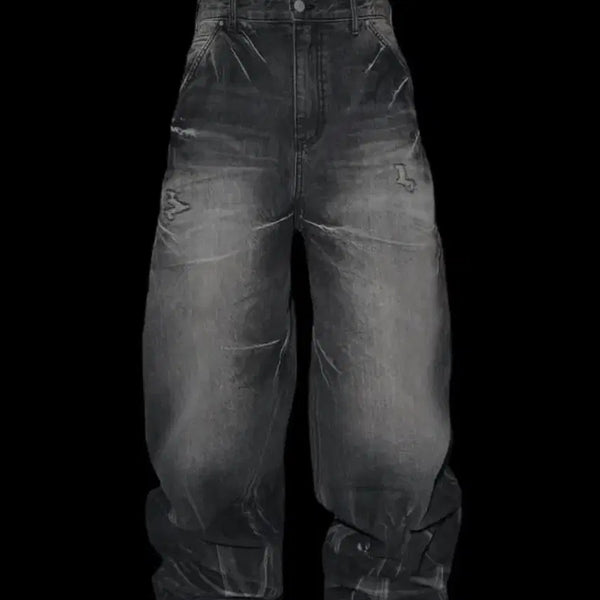 [BUNJANG] Emosense Club Japanese Washed Grey Baggy Jeans Pants Size 2 / [2] 에모스탠스클럽 재패니즈 워시드 그레이 배기 진스 팬츠