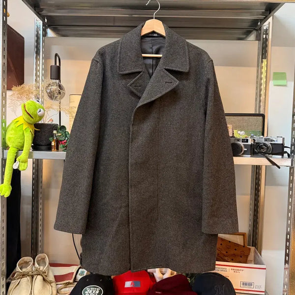 [BUNJANG] DKNY Single Wool Mac Coat Charcoal Gray / DKNY 싱글 울 맥코트 차콜 그레이