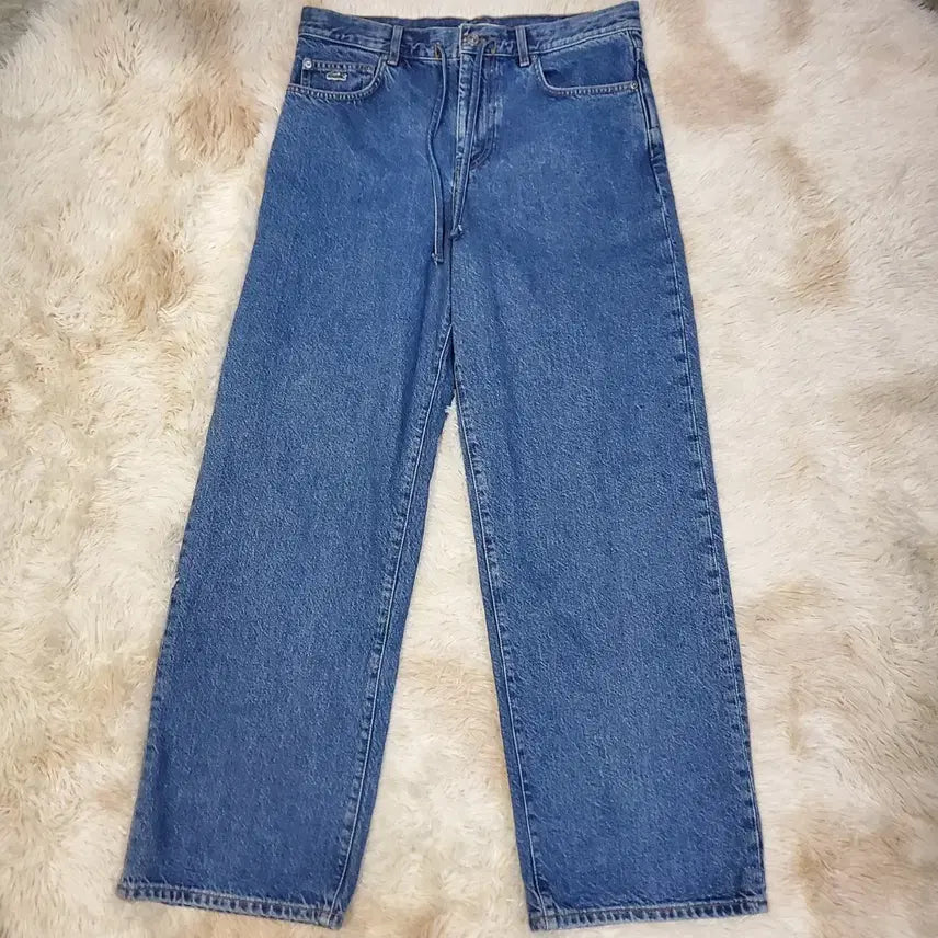 [BUNJANG] Lacoste Medium Blue Wide Fit Denim Pants Size 36 / 라코스테 미디엄 블루 와이드 핏 데님 팬츠 36