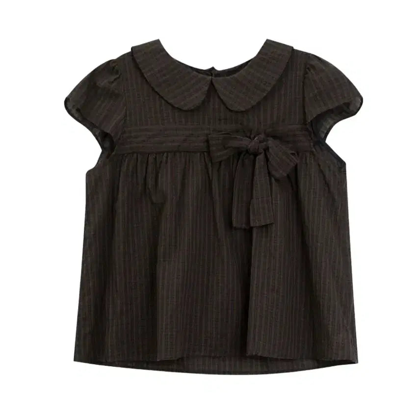 [BUNJANG] Ribbon Check Blouse Brown New / 리본 체크 블라우스 브라운 새상품