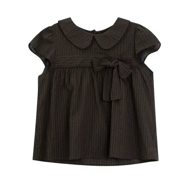 [BUNJANG] Ribbon Check Blouse Brown New / 리본 체크 블라우스 브라운 새상품