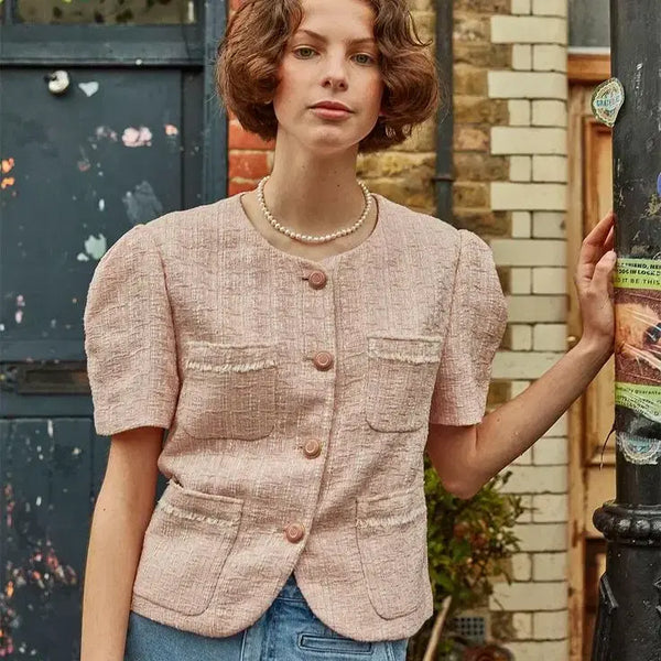 [BUNJANG] VOCAVACA Puff Sleeve Tweed Jacket / VOCAVACA 보카바카 퍼프 트위드 자켓