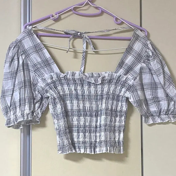 [BUNJANG] Puff Sleeve Blouse / 반팔 퍼프 블라우스