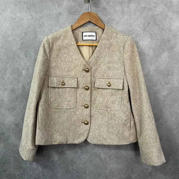 [BUNJANG] Karl Lagerfeld Tweed Jacket Beige Size 66 / 칼 라거펠트 트위드 자켓 베이지 66사이즈
