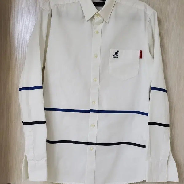 [BUNJANG] Kangol Striped Shirt White / 캉골 셔츠 흰색 줄무늬