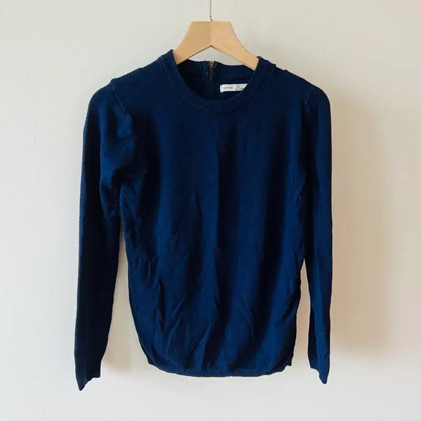 [BUNJANG] Zara Knit Navy Back Zip Long Sleeve Knit Top S / [정품] 자라 니트 (ZARA KNIT) 네이비 뒤지퍼 긴팔 니트 S사이즈