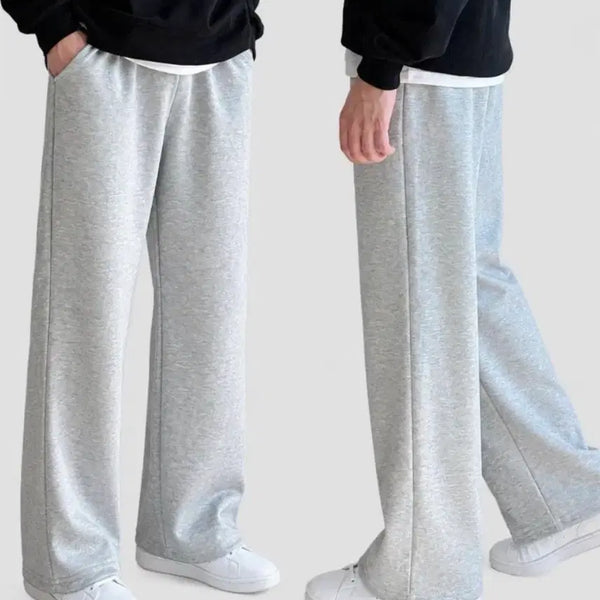 [BUNJANG] Unisex Four-Season Semi-Wide Fit Trousers (Gray) / 와이드 팬츠 새상품