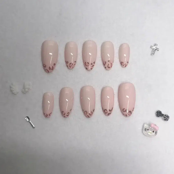 [BUNJANG] Handmade Leopard Print Simple Gyaru Nail Tips / 심플 갸루 호피 프렌치 수제 네일팁