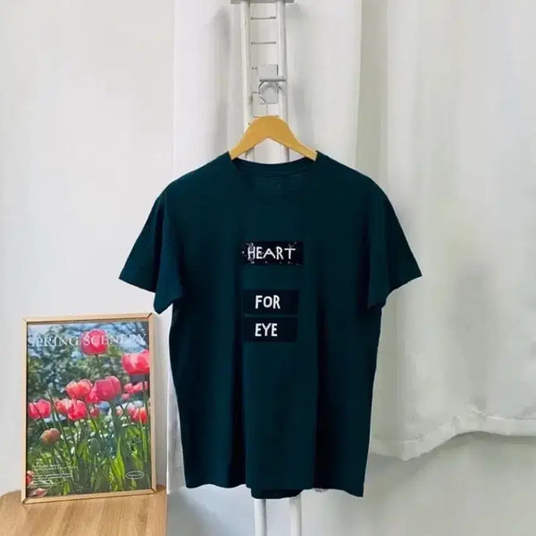 [BUNJANG] KUHO Heart for Eye T-shirt Deep Green S-M / 구호 하트포아이 딥그린 티셔츠 S-M 391.