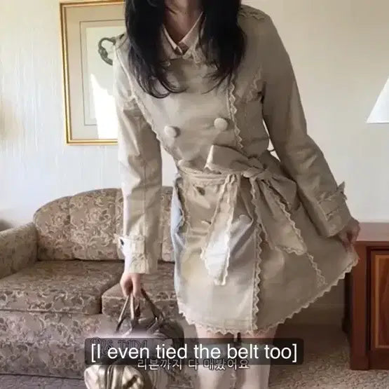 [BUNJANG] Hime Gyaru Lace Trench Coat / 리즈리사깔 히메갸루 라떼갸루 레이스 트렌치코트 짜잔씨 큐롯고전판초