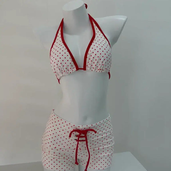 [BUNJANG] Red Polka Dot Halterneck Bikini / [새상품]도트 홀터넥 비키니 레드