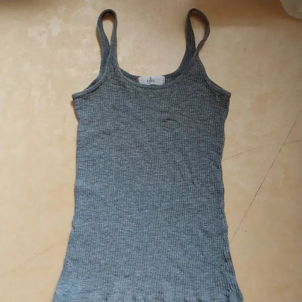 [BUNJANG] HUUL Ribbed Tank Top - Grey / HUUL 골지 나시 그레이