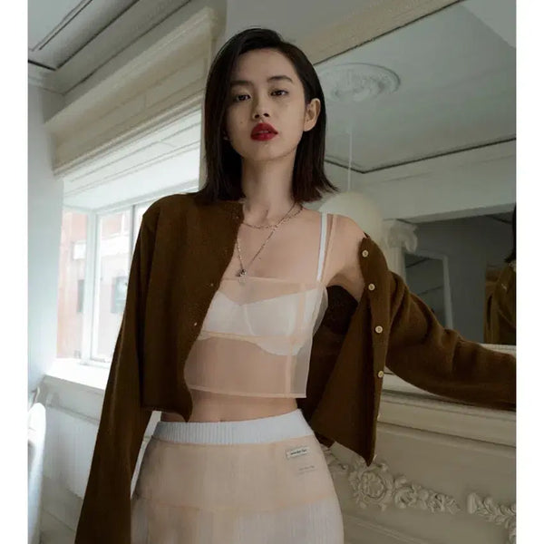 [BUNJANG] Overdueflair Organza Skirt Peach Cream S / 오버듀플레어 오간자스커트 피치크림 s