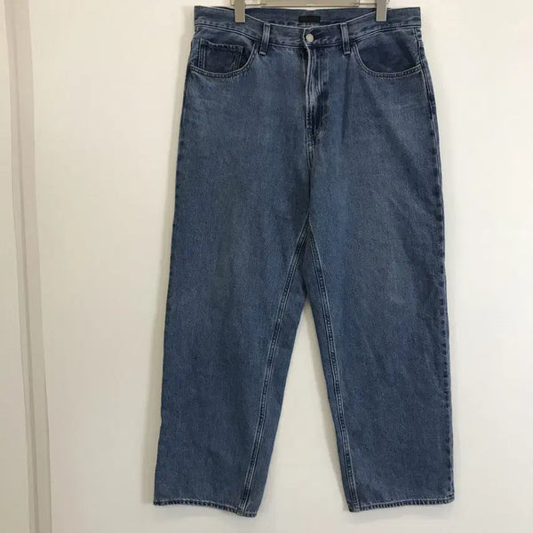 [BUNJANG] Uniqlo Wide Straight Jeans Medium Blue Size 34 / 유니클로 와이드 스트레이트진 중청 [34]