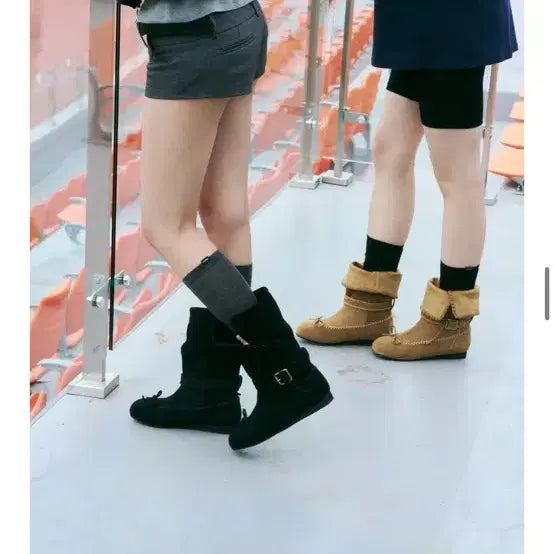 [BUNJANG] KIHO Suede Bow Boots / KIHO 기호 스웨이드 보우 부츠