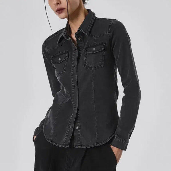 [BUNJANG] Blackup Black Denim Long-Sleeve Shirt / 흑청 데님 셔츠 롱슬리브 블랙업