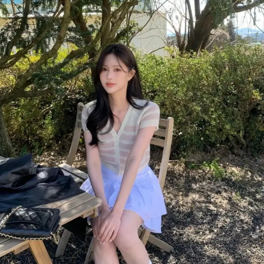 [BUNJANG] Minet Beni Stripe Knit (Sky Blue) / 미네트 베니 스트라이프 니트