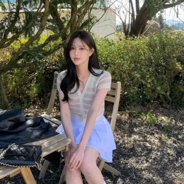 [BUNJANG] Minet Beni Stripe Knit (Sky Blue) / 미네트 베니 스트라이프 니트