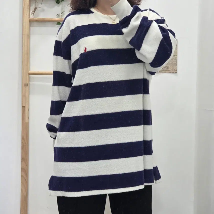 [BUNJANG] Polo Ralph Lauren Terry Stripe Long Sleeve T-Shirt - Size M / [프립]M/폴로 랄프로렌테리(타올지) 스트라이프 롱슬리브 긴팔티