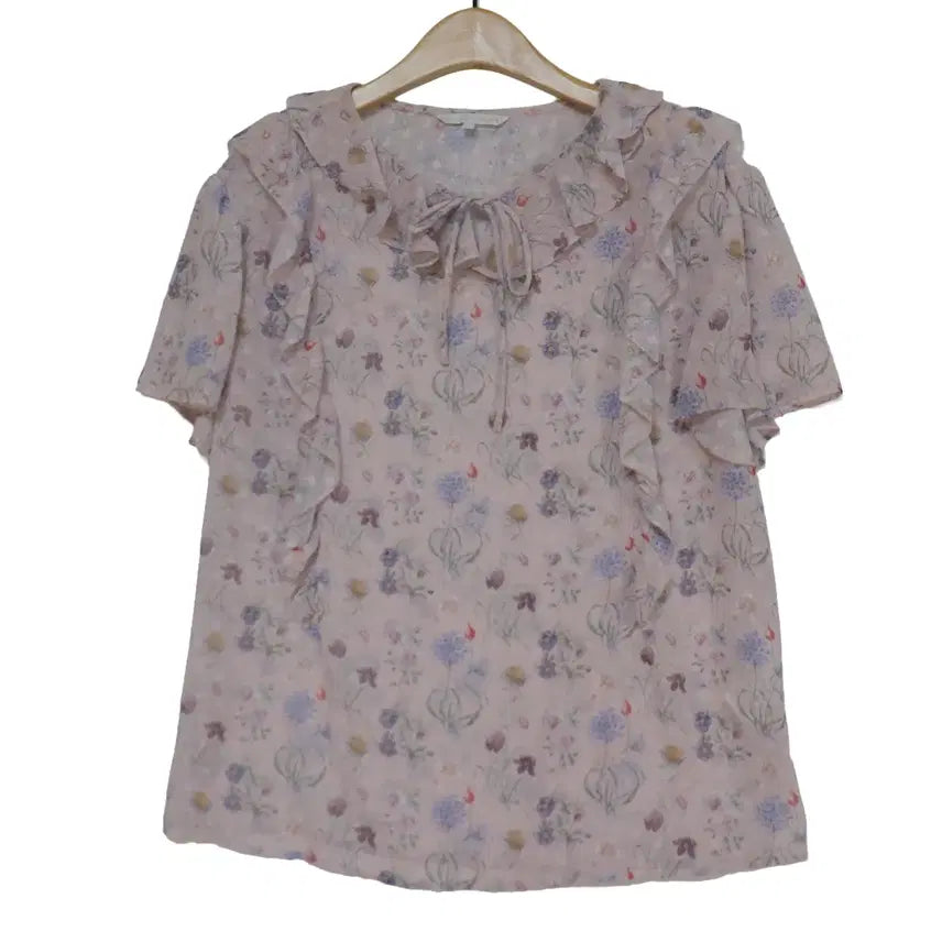 [BUNJANG] Olive Des Olive Pink Flower Frill Blouse / OLIVE DES OLIVE 올리브데올리브 핑크 플라워 프릴 블라우스 1 새상품