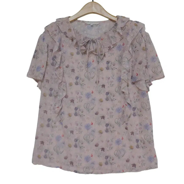 [BUNJANG] Olive Des Olive Pink Flower Frill Blouse / OLIVE DES OLIVE 올리브데올리브 핑크 플라워 프릴 블라우스 1 새상품