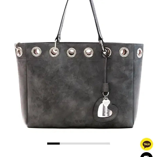 [BUNJANG] VVV Heart Mirror Tote Shoulder Bag Charcoal / 브이브이브이 VVV 하트미러 토트 숄더백 차콜