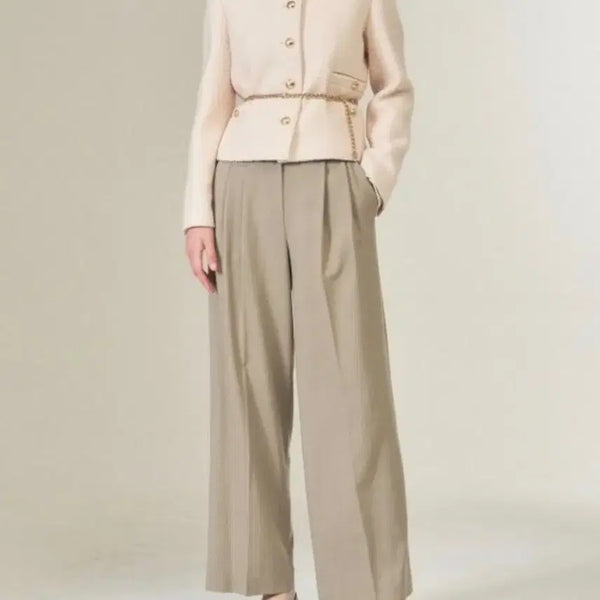 [BUNJANG] The Handsome Objet Wool Chain Belted Tweed Jacket / 한섬 오브제 울 체인 벨티드 트위드 자켓