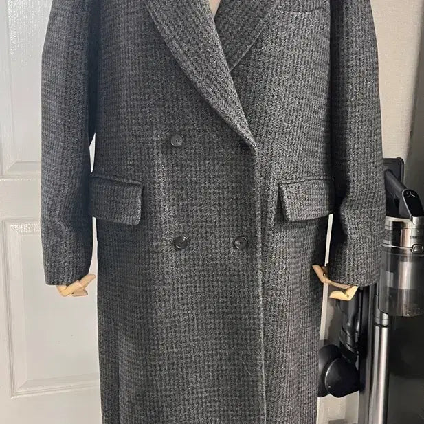 [BUNJANG] Number Project Check Double Coat Khaki / 새상품)넘버프로젝트 체크 더블 코트 55