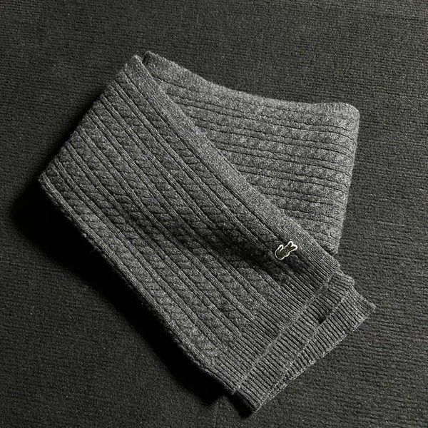 [BUNJANG] Lacoste Charcoal Cable Wool Scarf / 라코스테 차콜 케이블 울 머플러