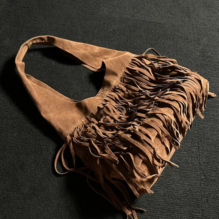 [BUNJANG] Brown Fringe Shoulder Bag / 브라운 프린지 숄더백