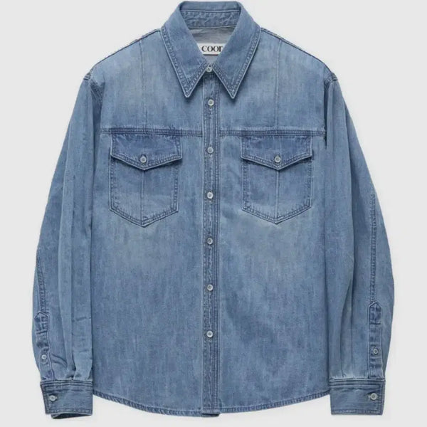 [BUNJANG] Coar Washed Denim Double Pocket Shirt / 쿠어 - 워시드 데님 더블 포켓 셔츠