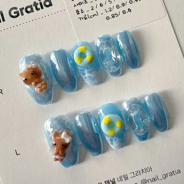 [BUNJANG] Tanning Kitty Powder Nail Art Set / 태닝키티 파우더 네일 _수제네일팁 세트