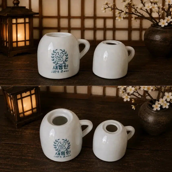 [BUNJANG] Vintage Sae-Nongmin & White Ceramic Oil Lamp Set / 새농민 호롱