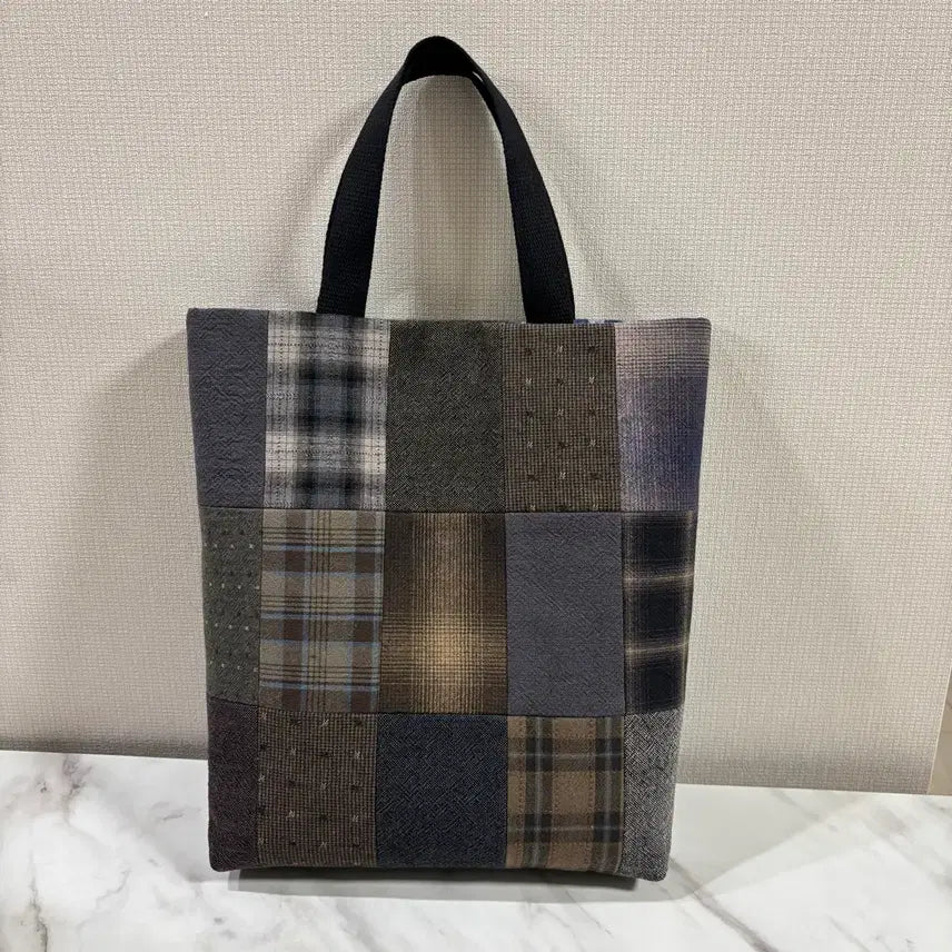 [BUNJANG] Check Patchwork Tote Bag / 체크 패치워크 토트백